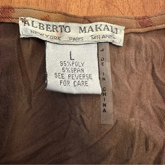 Vintage Alberto Makali Mini Dress Large Brown Cheetah Print Boho Tunic Going Out - Picture 4 of 8